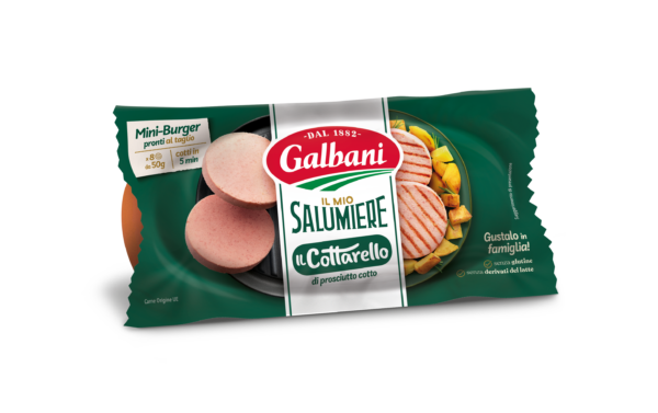 Confezione di Cottarello Galbani, mini burger di prosciutto cotto. Ideale per ricette veloci e gustose.