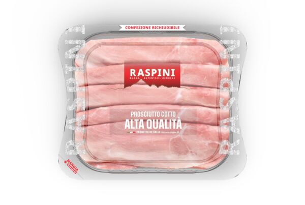 Affettati Raspini Mangia&Chiudi: prosciutto cotto alta qualità in confezione richiudibile. Salumi italiani.