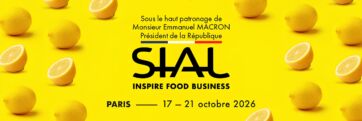 SIAL Paris 2026: fiera agroalimentare. Logo su sfondo giallo con limoni. Innovazione e sostenibilità.