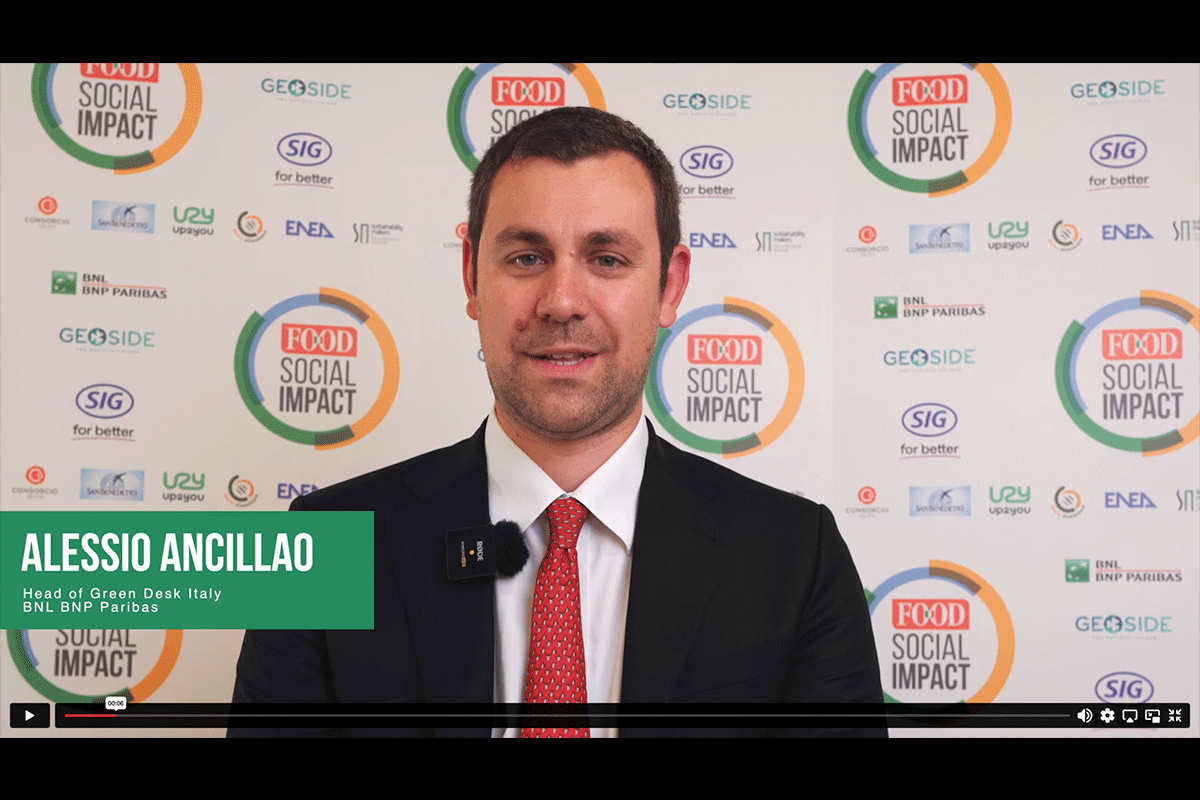 Alessio Ancillao BNL, agroalimentare e sostenibilità. Transizione energetica, Food Social Impact.