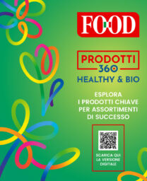 Copertina rivista Food: Prodotti 360 Healthy & Bio 2025 con QR code per scaricare la versione digitale.