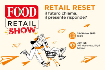Food Retail Show 2025 a Milano: evento sul futuro del retail alimentare. Persone con carrello.