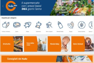Sole365 e Amazon: spesa online in Campania. Categorie prodotti: frutta, verdura, carne, baby, casa, animali.