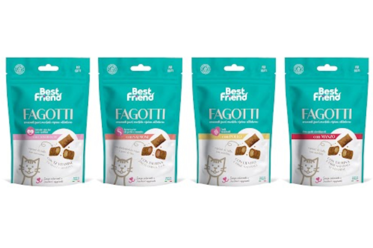 Snack per gatti Best Friend Fagotti, gusti assortiti: pollo, manzo, salmone e tonno. - Rinaldo Franco
