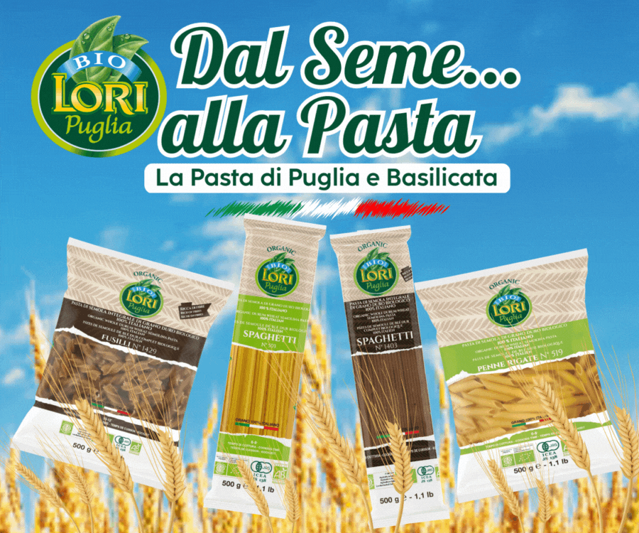 Pasta Lori Puglia: fusilli, spaghetti, penne. Grano duro biologico italiano.