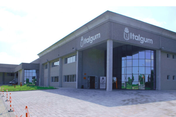 Italgum sede: stabilimento di produzione di gomma da masticare e caramelle. Architettura industriale moderna. - Candy Factory