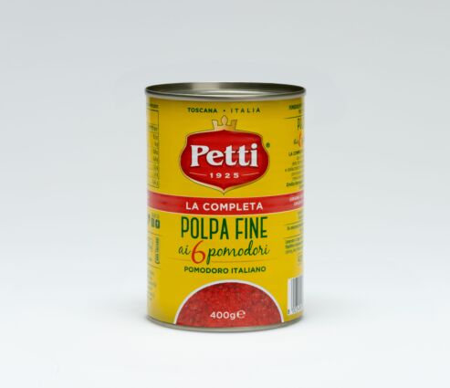 Lattina di polpa fine ai 6 pomodori La Completa Petti, 400g.