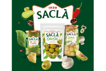 Prodotti Saclà: pesto alla genovese, olive verdi snocciolate, funghi sott'olio. Specialità alimentari italiane.