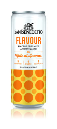 Lattina San Benedetto Flavour Ananas: bevanda frizzante senza zuccheri e calorie, gusto ananas. Rinfrescante e dissetante.