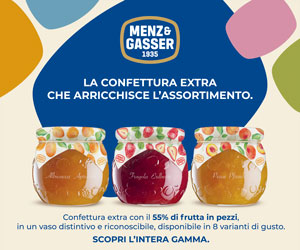 Banner Menz&Gasser: confetture extra con frutta. Assortimento di gusti in vasi distintivi. Scopri la gamma!