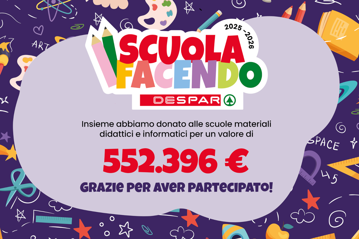 Scuola Facendo Despar: donazione scuole 552.396€. Materiale didattico. Grazie per aver partecipato!