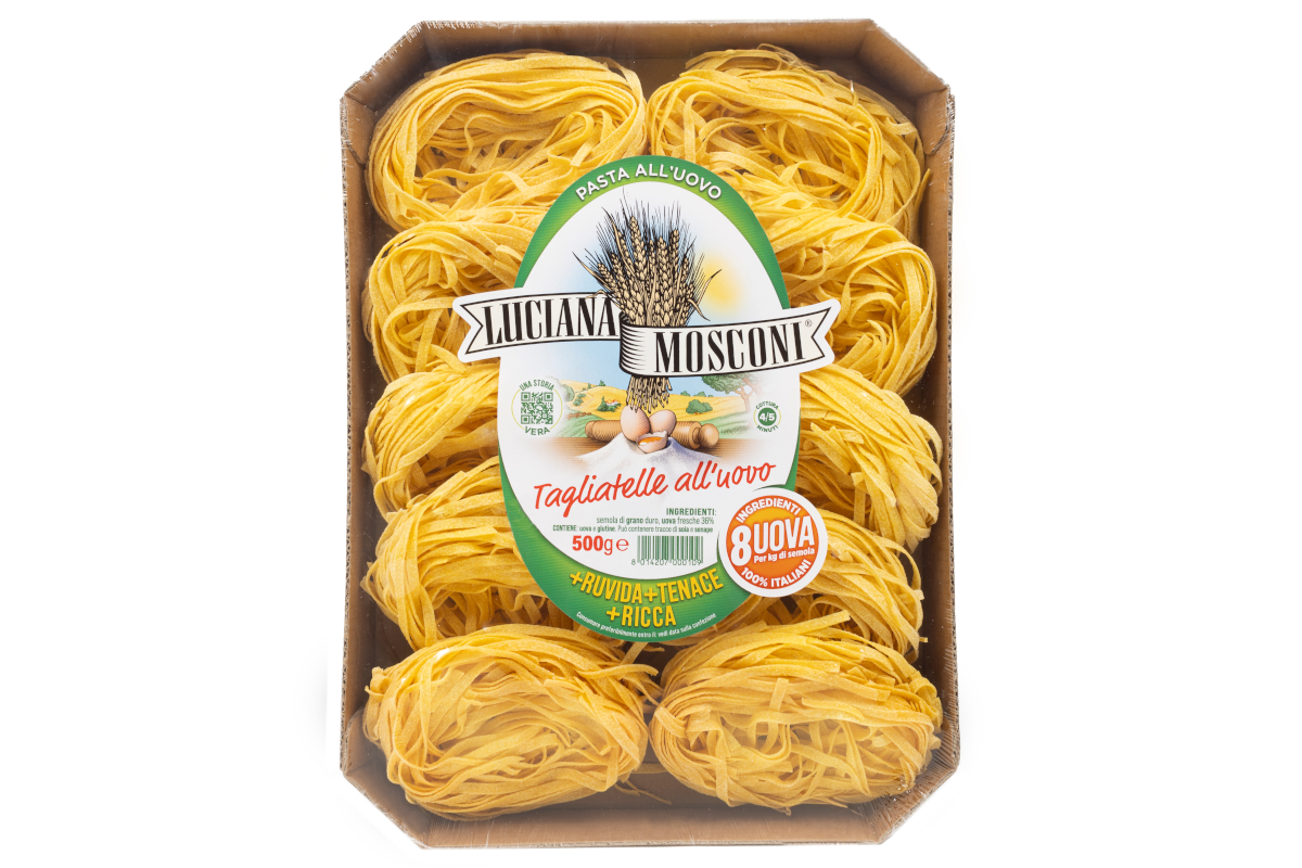 Tagliatelle all'uovo secca Luciana Mosconi, pasta fresca italiana.
