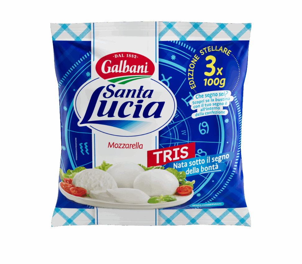 Santa Lucia Mozzarella Galbani, edizione speciale oroscopo. Tris di mozzarella fresca.
