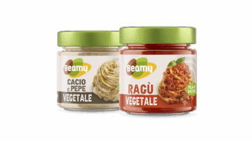 Sughi pronti Beamy: Ragù e Cacio&Pepe vegetali in barattolo. 100% plant-based.