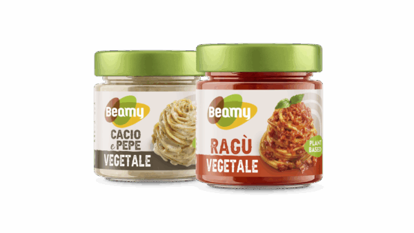 Sughi pronti Beamy: Ragù e Cacio&Pepe vegetali in barattolo. 100% plant-based.
