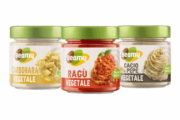 Sughi pronti Beamy: Ragù vegetale, Cacio&Pepe vegetale, Carbonara vegetale. 100% plant based.
