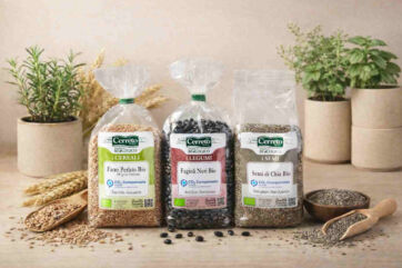 Cerreto Bio: farro perlato, fagioli neri e semi di chia. Cereali e legumi biologici italiani.