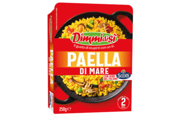 Confezione di Paella di Mare DimmidiSì. Riso, frutti di mare e verdure. Piatto pronto, facile e veloce.