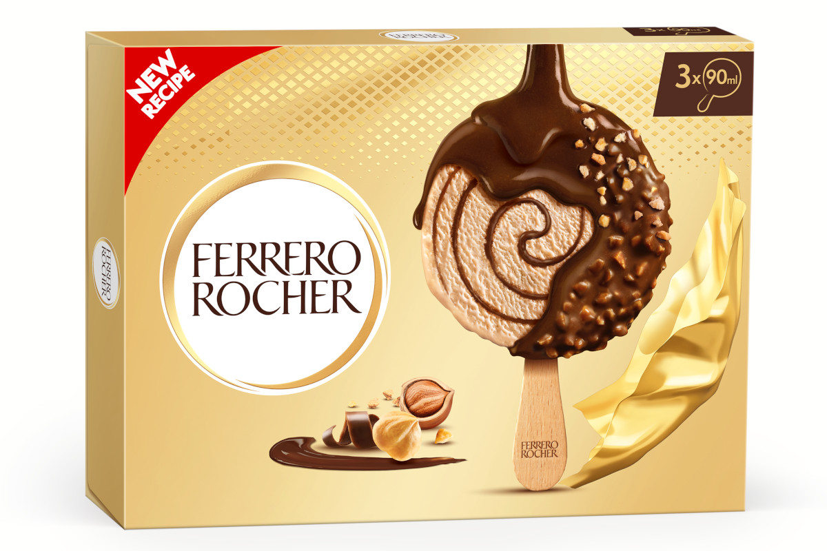 Gelato Ferrero Rocher: confezione con stecco cioccolato e nocciole. Nuova ricetta!