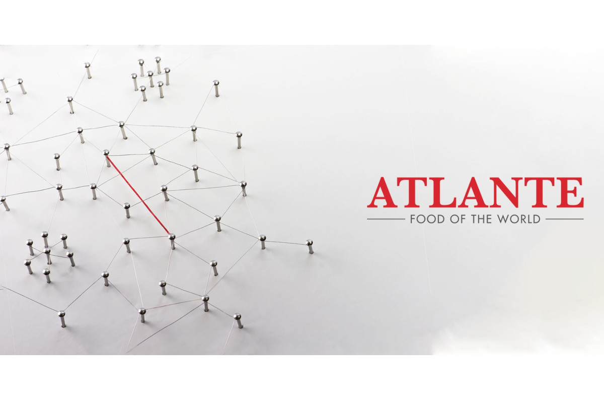 Atlante Srl Food: logo aziendale e rete di connessioni. Settore lattiero-caseario.