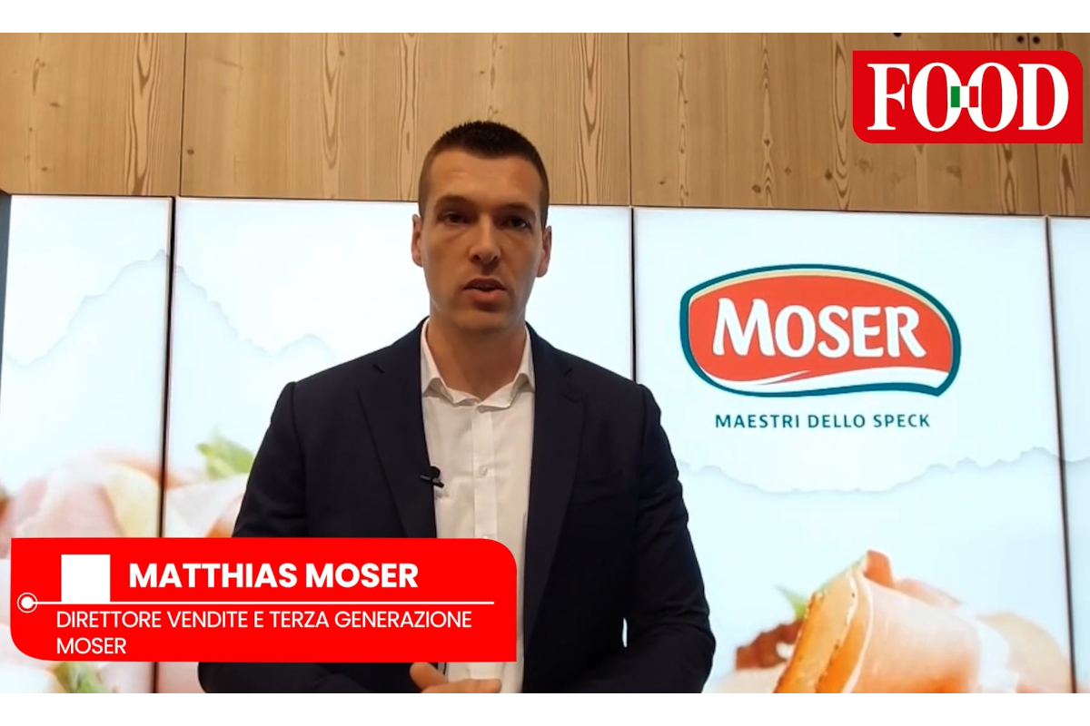 Matthias Moser di Moser, maestri dello speck, a Tuttofood 2026. Speck premium e ready to eat.