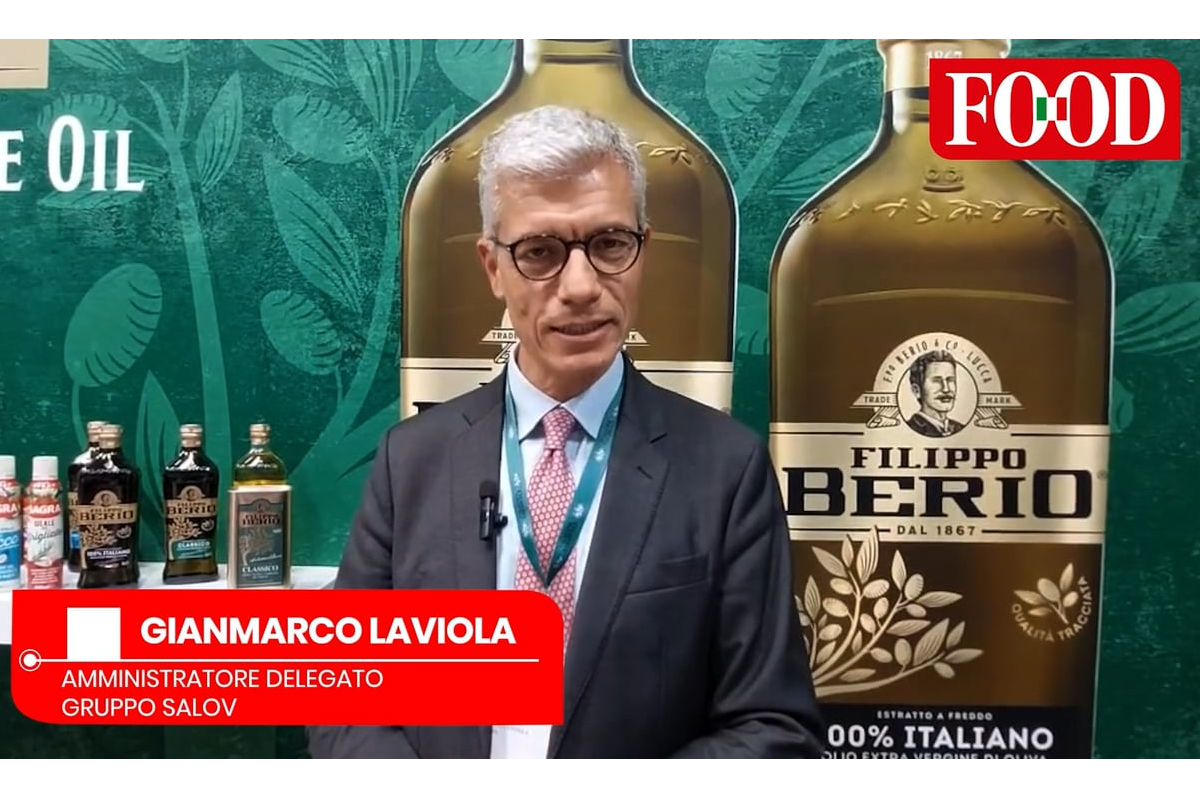 Salov a Tuttofood 2026: Gianmarco Laviola con olio Filippo Berio e Sagra. Novità oli extra vergine d'oliva.