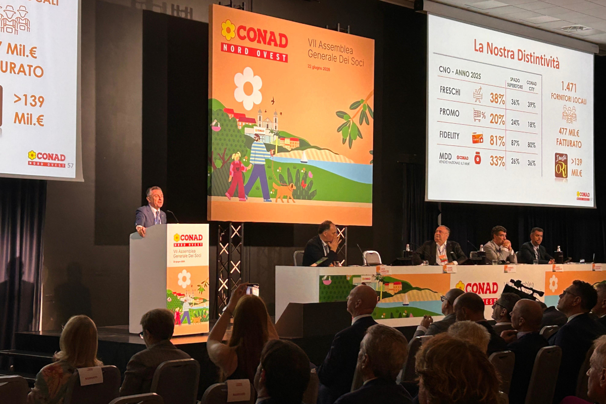 Relatore alla VII Assemblea Generale dei Soci Conad Nord Ovest con proiezioni su ricavi e dati di bilancio 2025.