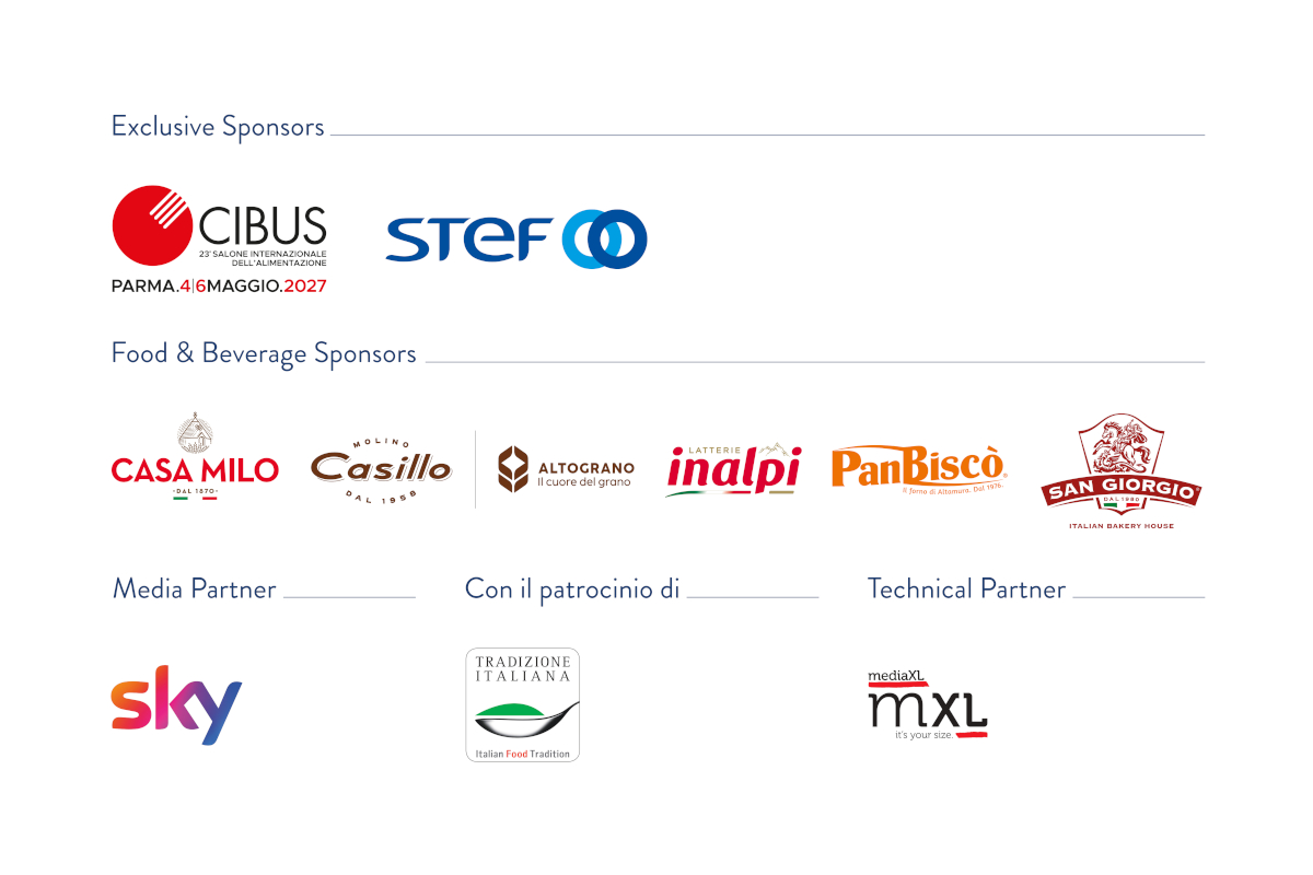 Loghi degli sponsor e partner del Food Summit Mediterraneo 2026: filiere agroalimentari, export e aziende del settore.