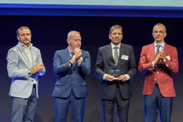 Premiazione Rinaldo Franco S.p.A. con il prestigioso NSA Integrity Award 2026 sul palco durante l'evento aziendale.