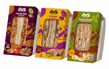 Confezioni Ibis Gourmet di tramezzini etnici: Pulled Pork, Pastrami e cetriolini, Pulled Chicken con uova e bacon.