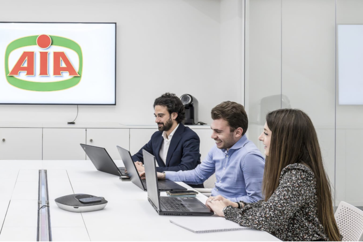 Team di professionisti AIA lavora con flessibilità oraria in ufficio moderno utilizzando laptop e strumenti digitali - Veronesi