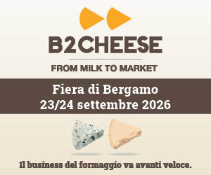 Logo B2Cheese 2026, fiera del formaggio a Bergamo il 23-24 settembre 2026: evento business dedicato al settore lattiero.