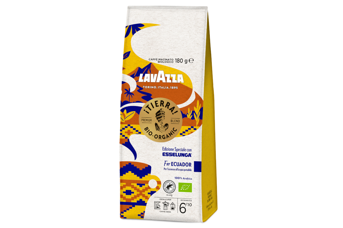 Confezione di caffè macinato biologico Lavazza ¡Tierra! For Ecuador, edizione speciale in collaborazione con Esselunga.