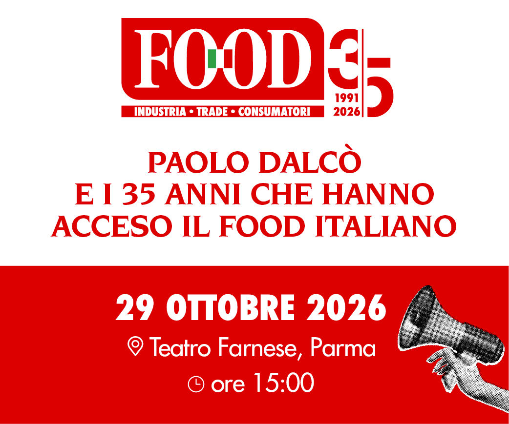 Locandina evento FOOD35 Retail Show 2026: Paolo Dalcò, 29 ottobre, Teatro Farnese Parma, ore 15:00
