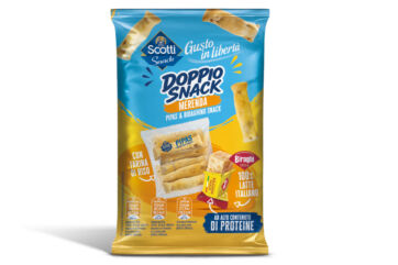 Confezione Doppio Snack Riso Scotti e Biraghi: merenda con pipas e snack al latte italiano, ricca di proteine.