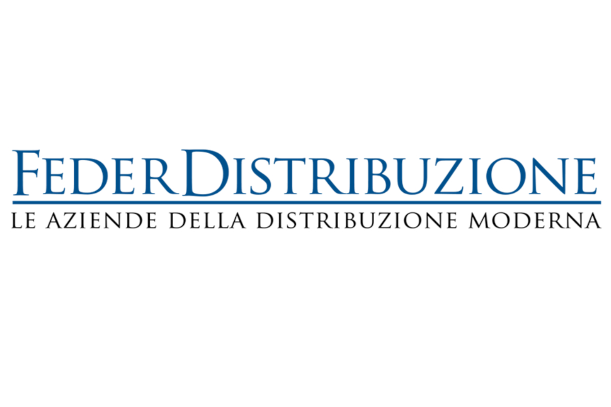 Logo Federdistribuzione con scritta Le aziende della distribuzione moderna per retail e autotrasporto
