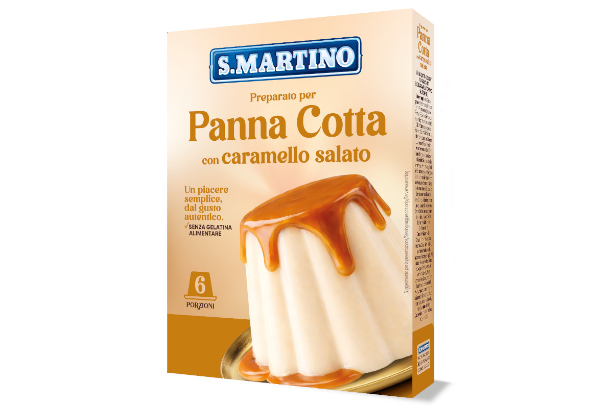 Confezione preparato S.Martino Panna Cotta al caramello salato, 6 porzioni, senza gelatina alimentare