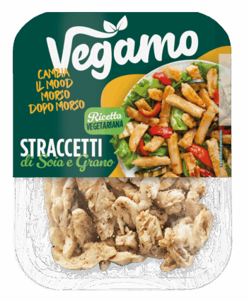 Vegamo Straccetti di Soia e Grano 175g, ricetta vegetariana pronta in vassoio