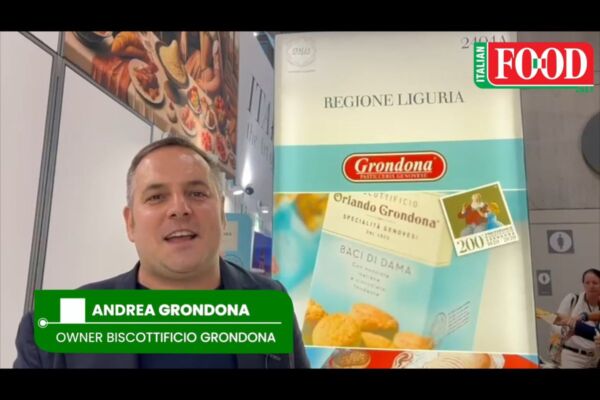Andrea Grondona, owner of Biscottificio Grondona, at the SFFS 2025. Grondona Italian cookies. 200-year legacy.