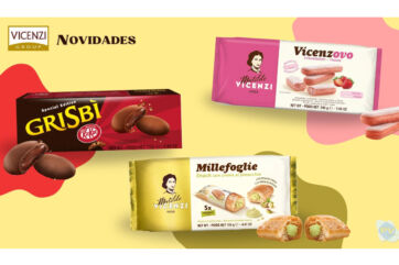Vicenzi pastries: Grisbi chocolate, Vicenzovo strawberry, and Millefoglie pistachio snacks. Italian desserts, Ponte Vertical