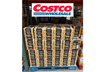 Costco pallet of Macoritti Italian mini breadsticks with parmigiano reggiano. Crispy snack food.