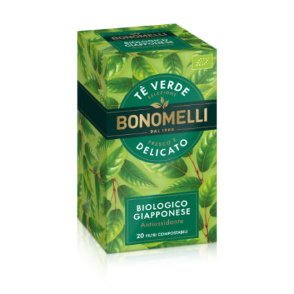 Bonomelli Bancha Tea. Japanese organic green tea, antioxidant, 20 compostable filters.