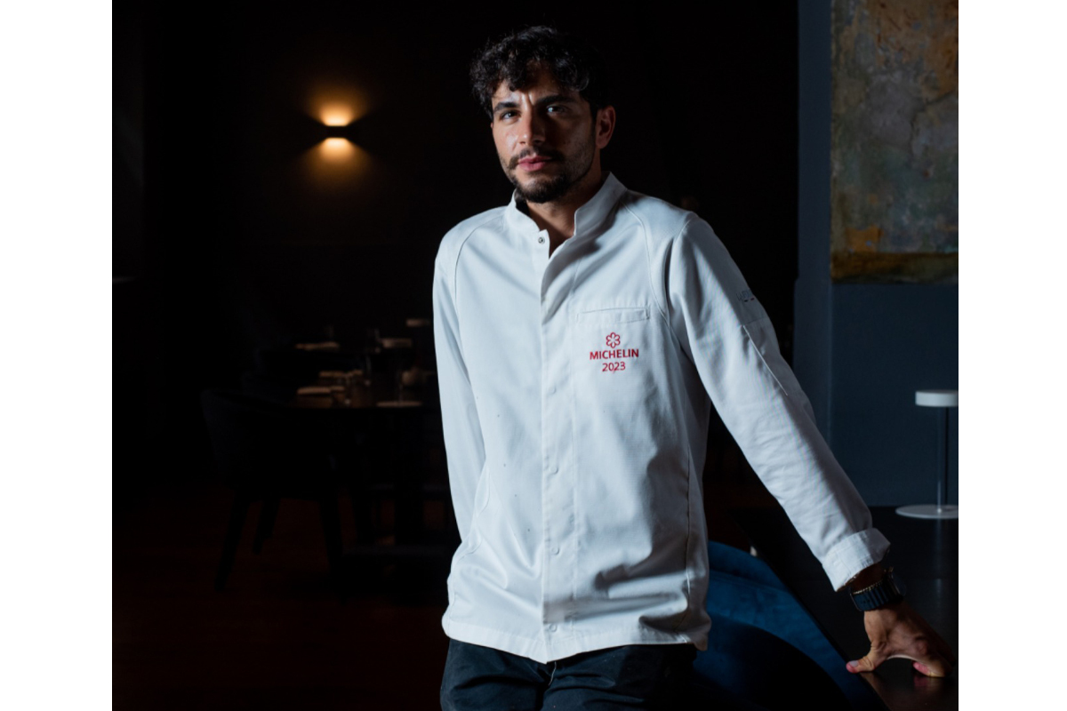 Michele Minchillo, Executive Chef at La Vetta. Michelin 2023 chef in whites. Fine dining restaurant.