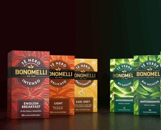 Bonomelli Tea: Black Tea (English Breakfast, Earl Grey), Green Tea. Italian tea brand.
