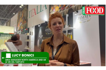 Lucy Bonici of Le Vie del Tartufo at the Italian Food Awards USA 2026, celebrating their award-winning truffle honey.