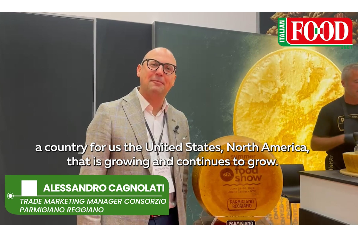 Alessandro Cagnolati of the Parmigiano Reggiano Consortium at the Summer Fancy Food Show in the US market.