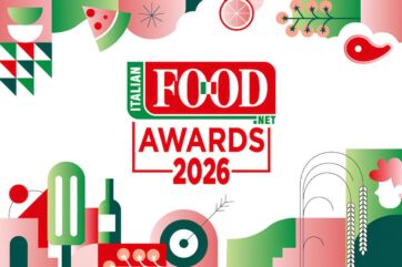Italian Food Awards 2026 logo with abstract culinary illustrations in red, white, and green for SIAL Paris event.