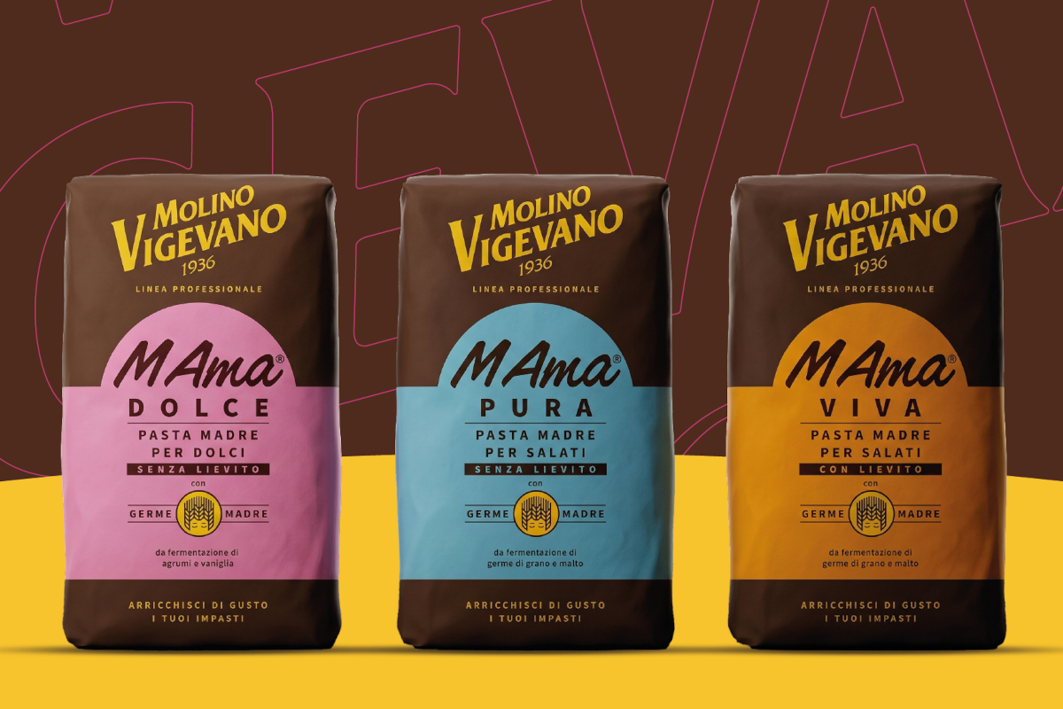 Molino Vigevano MAMA pasta madre line: Dolce, Pura, Viva for sweets and savory doughs.