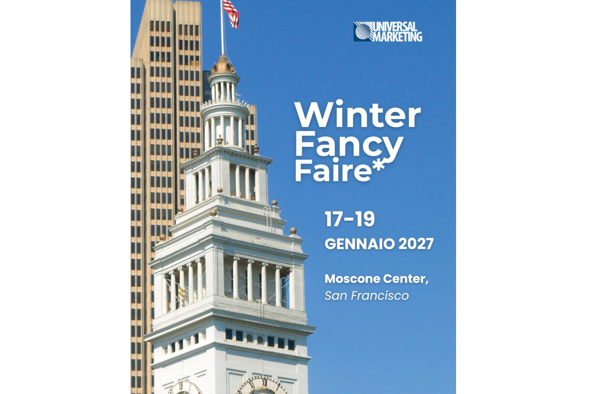 Winter Fancy Faire 2027 banner featuring the San Francisco Ferry Building clock tower at the Moscone Center event.