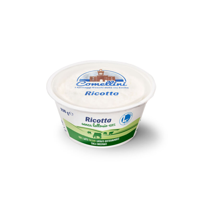 Comellini Ricotta senza lattosio 200g tub, Italian Food Awards 2026 finalist dairy product